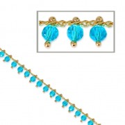 Chain with faceted beads 3mm Turquoise/Gold Tone x 50cm|raw }}