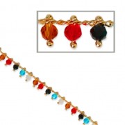 Chain with faceted beads 3mm Multicolored Gold Tone x 50cm|raw }}