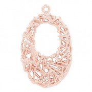 Oval brass cast iron pendant with interlaced wire 26 mm Gold Tone Rose