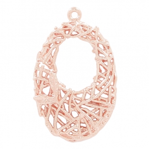 Oval brass cast iron pendant with interlaced wire 26 mm Gold Tone Rose