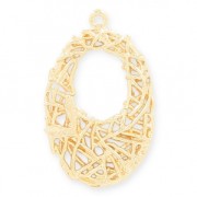 Oval brass cast iron pendant with interlaced wire 26 mm light gold HQ|raw }}