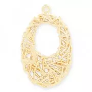 Oval brass cast iron pendant with interlaced wire 26 mm light gold HQ