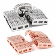 Clasp to clip for watches/weaving 31x21 mm with rhinestones style micro pave Gold Tone Rose