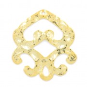 Pendant hammered drop 40 mm fine Gold plated x1|raw }}