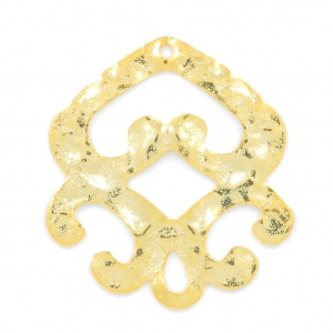 Pendant hammered drop 40 mm fine Gold plated x1