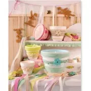 7 flowers and leather leaves to decorate 27-55 mm Turquoise x1