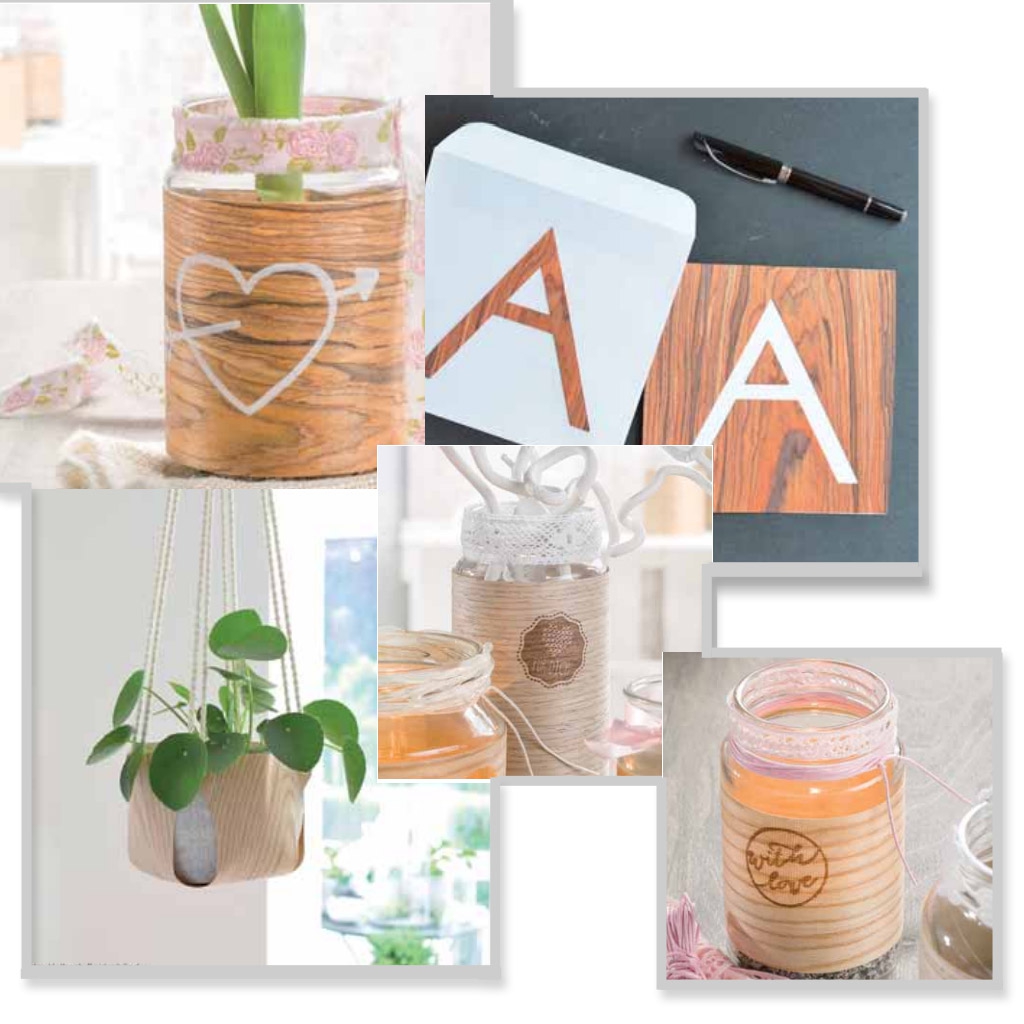 Decorative wood veneer fabric coupon of 20x125 cm Natural Perles & Co