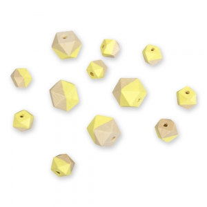 12 perles facettées en bois pour création DIY - 15/20 mm - Jaune Banane