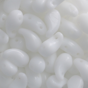 Zoliduo® Right pressed glass beads with two holes 5x8mm Opaque White x20