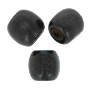 Wood round beads with large hole 16 mm Black x20