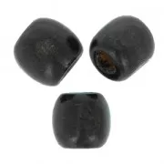 Wood round beads with large hole 16 mm Black x20