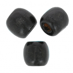 Wood round beads with large hole 16 mm Black x20
