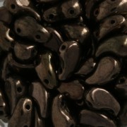 Zoliduo® Right pressed glass beads with two holes 5x8mm Gold Bronze x20