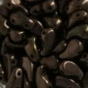 Zoliduo® Right pressed glass beads with two holes 5x8mm Gold Bronze x20