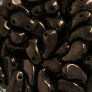 Zoliduo® Right pressed glass beads with two holes 5x8mm Gold Bronze x20