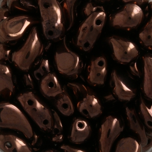 Zoliduo® Right pressed glass beads with two holes 5x8mm Dark Bronze x20