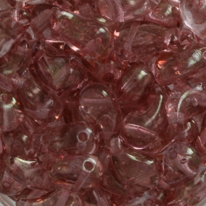 Zoliduo® Right pressed glass beads with two holes 5x8mm Luster Rose x20