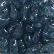 Zoliduo® Right pressed glass beads with two holes 5x8mm Luster Tr. Blue x20