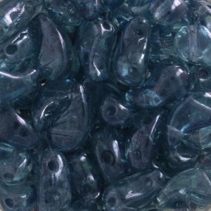 Zoliduo® Right pressed glass beads with two holes 5x8mm Luster Tr. Blue x20