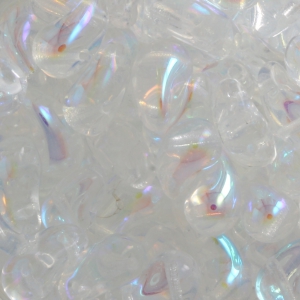 Zoliduo® Right pressed glass beads with two holes 5x8mm Crystal AB x20