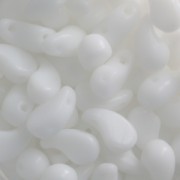 Zoliduo® Left pressed glass beads with two holes 5x8mm Opaque White x20|raw }}