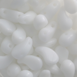 Zoliduo® Left pressed glass beads with two holes 5x8mm Opaque White x20