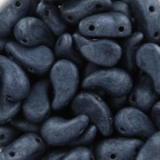 Zoliduo® Left pressed glass beads with two holes 5x8mm Jet Hematite Mat x20