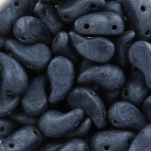 Zoliduo® Left pressed glass beads with two holes 5x8mm Jet Hematite Mat x20