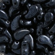 Zoliduo® Left pressed glass beads with two holes 5x8mm Jet Hematite  x20|raw }}