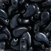 Zoliduo® Left pressed glass beads with two holes 5x8mm Jet Hematite x20