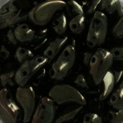 Zoliduo® Left pressed glass beads with two holes 5x8mm Jet Green Luster x20|raw }}