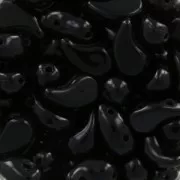 Zoliduo® Left pressed glass beads with two holes 5x8mm Jet  x20