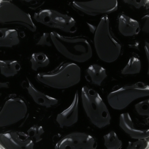 Zoliduo® Left pressed glass beads with two holes 5x8mm Jet  x20