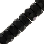 Fire Polished faceted rondelle  6x3mm Jet x25|raw }}