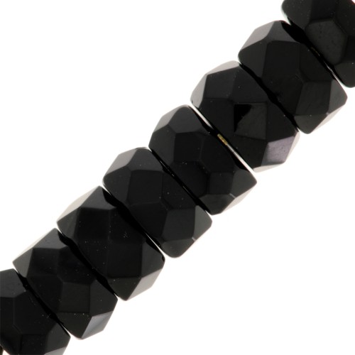 Fire Polished faceted rondelle  6x3mm Jet x25