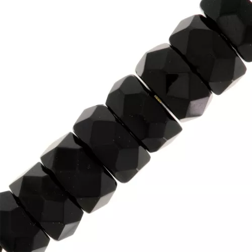 Heishi faceted rondelle beads 6x3 mm - Jet x25