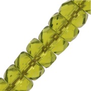 Heishi faceted rondelle beads 6x3 mm - Olivine x25
