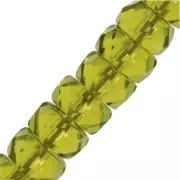 Heishi faceted rondelle beads 6x3 mm - Olivine x25