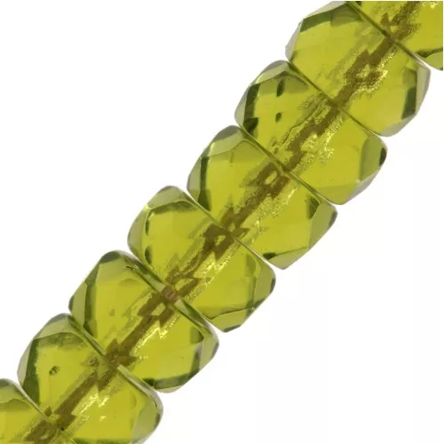 Heishi faceted rondelle beads 6x3 mm - Olivine x25