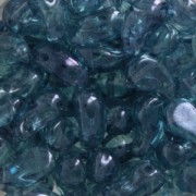 Zoliduo® Left pressed glass beads with two holes 5x8mm Luster Tr. Blue x20|raw }}