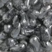 Zoliduo® Left pressed glass beads with two holes 5x8mm Crystal/Silver x20