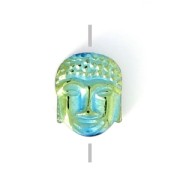 8.5x7x4mm Synthetic Hematite bead Head of Buddha - Light Green Metallic x1