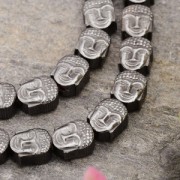 8.5x7x4mm Synthetic Hematite bead Head of Buddha - Jet Hematite x1