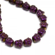 8x8x7mm Synthetic Hematite bead Head of Buddha - Purple Iris x1