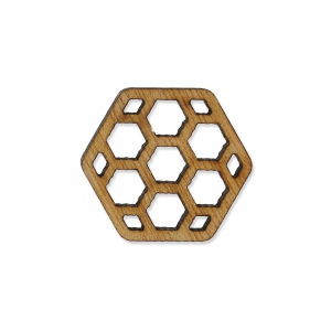 Wood Hexagon pendant 22mm Brown x1