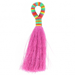 Large colored nylon tassel with a striped fastener 9 cm Pink/Fuchsia