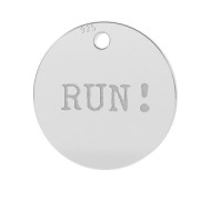 925 Sterling Silver medal charm run 11 mm Silver x1