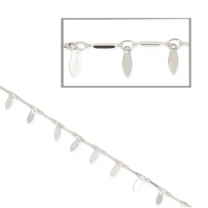 Rectangular cobs mesh chain 3x6 mm silver Tone x 50 cm