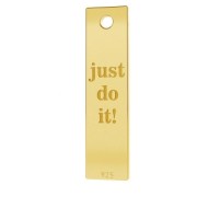 925 Sterling Silver rectangle medal charm Just do it fine Gold plated x1|raw }}