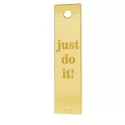925 Sterling Silver rectangle medal charm Just do it fine Gold plated x1